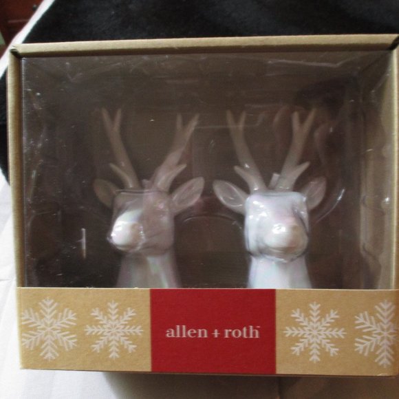 Allen + Roth Set of Two White Iridescent Reindeer Head Christmas Ornaments - Picture 1 of 1